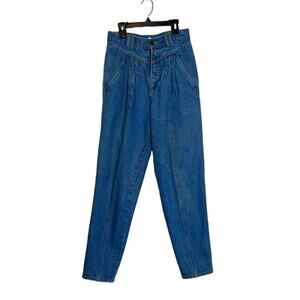 Styles To Go vintage 100% cotton high waisted pleated blue jeans size 8